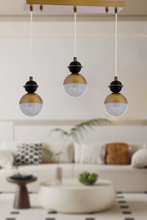 Oshoo Sıralı 3 Renk Yanan 3lü Ledli Yemek Masası Üstü Mutfak Salon Avize Modeli - 2