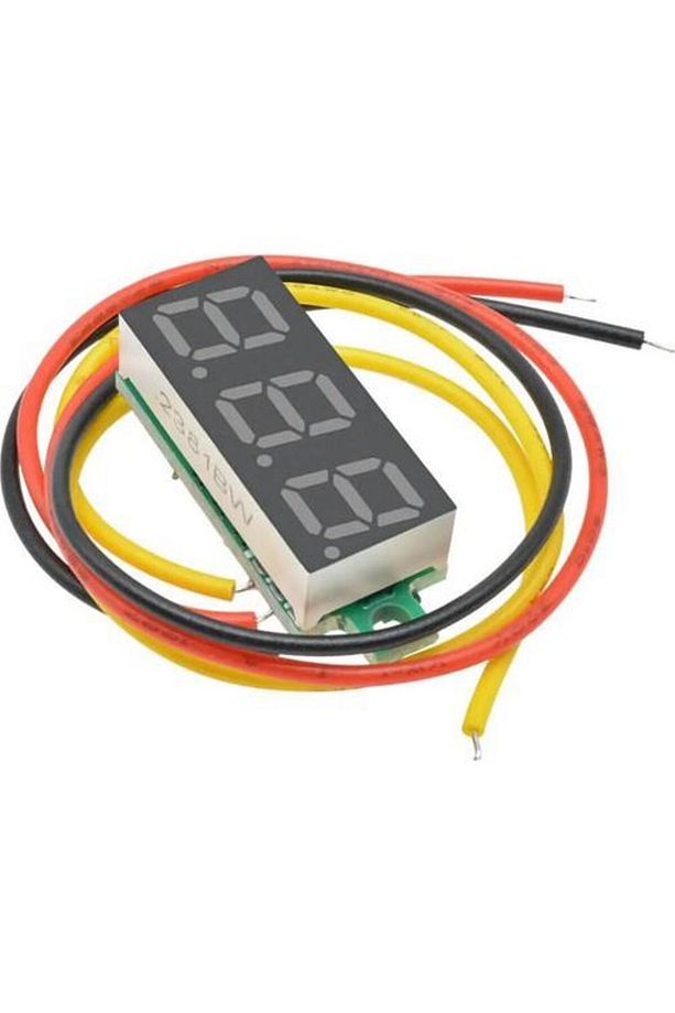 - 0.28'' inch Dc 0-100v Mini Digital Voltmetre 3 Kablolu - Sarı Led - 2