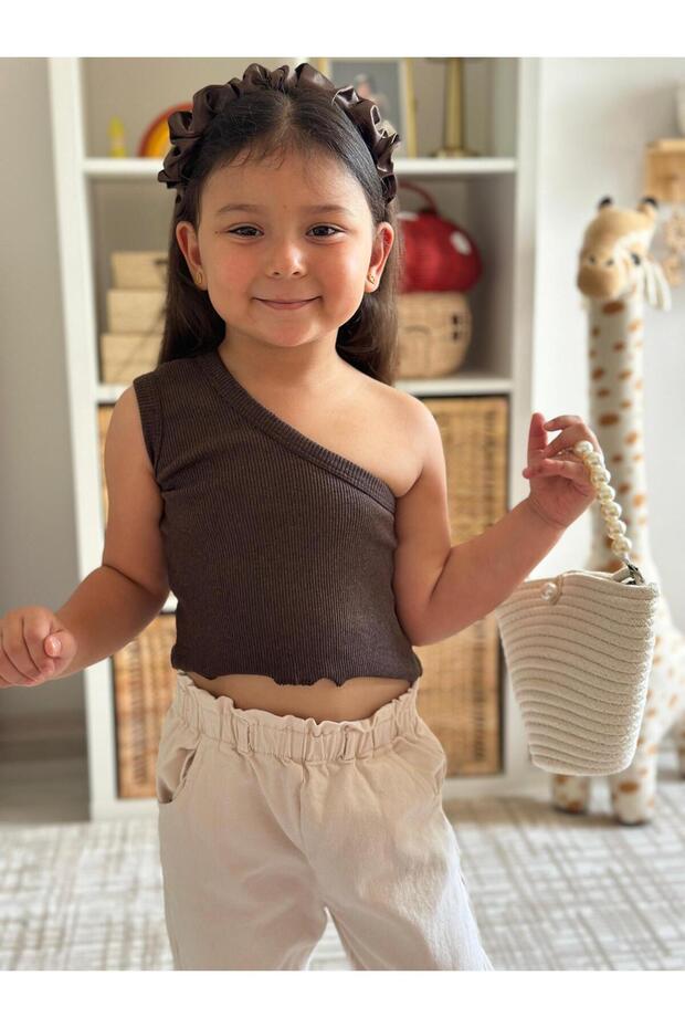 BABY KIDS BROWN RiBANA SINGLE CROP TOP