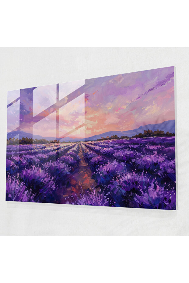 فن الحائط الزجاجي Lavender Fields، البريد، الانطباعية، ديكور الحائط