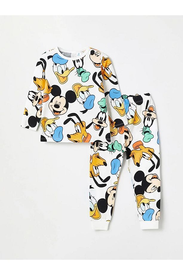 LCW baby Bisiklet Yaka Uzun Kollu Mickey Mouse Erkek Bebek Pijama Takımı - 1