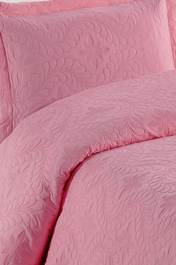 Tek Kişilik Kapitone Sarmaşık Desen Rose Yatak Örtüsü - 3