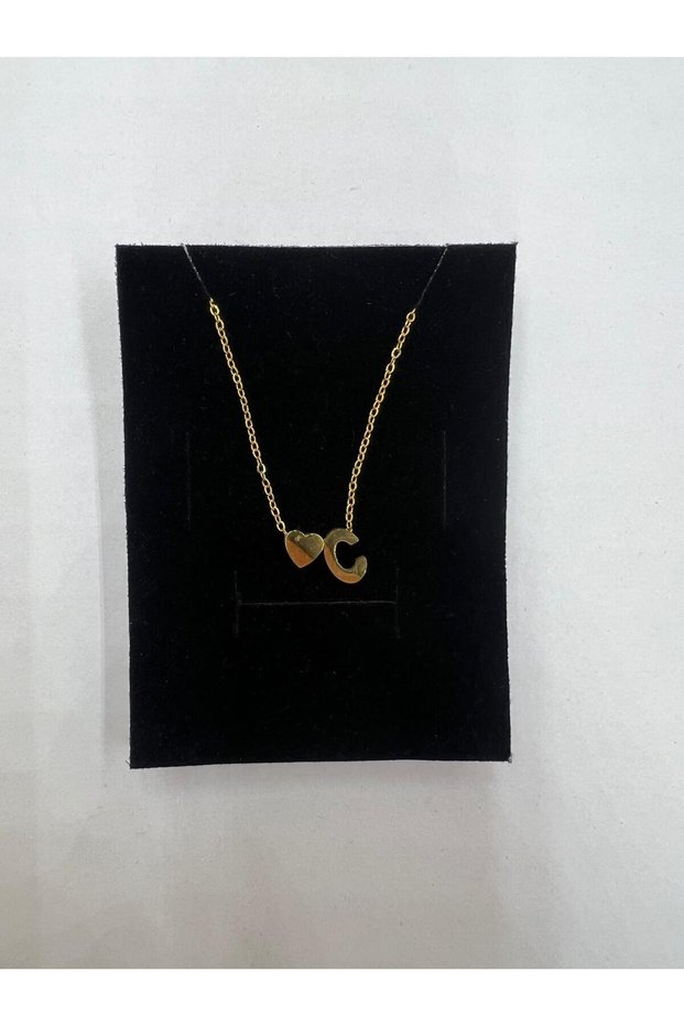 Stainless Non-Tarnish Steel Necklace - GOLD Stylish Detailed, Letter and Heart Gift Necklace