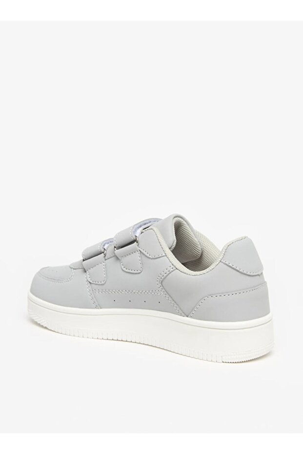 Solid Sneakers with Hook and Loop Closure - 3