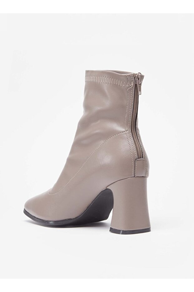 Solid Boots with Zip Closure and Block Heels - 2