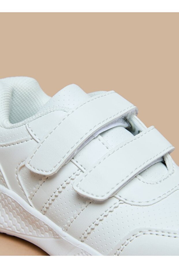 Solid School Shoes with Hook and Loop Closure - 5
