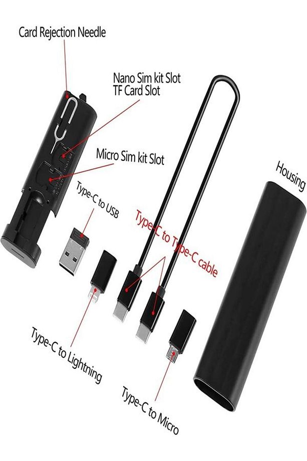 F0H7 7 in1  Type-C, USB, Micro Lighting Port, Seyahat Seti İPhone, Android Uyumlu PC Çevirici - 3