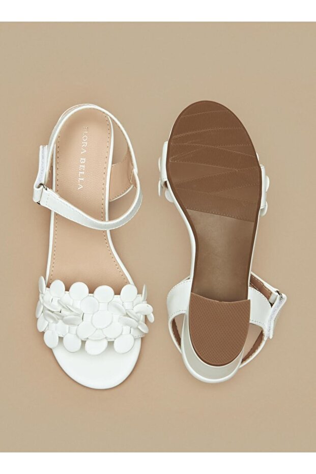 Applique Detail Block Heeled Sandals with Hook and Loop Closure - 4