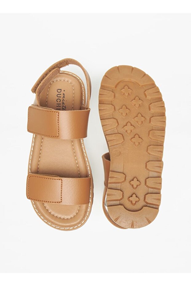 Solid Sandals with Hook and Loop Closure - 4