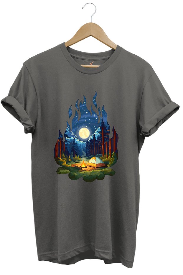 Camper Special Design Camping Torch Tent and Nature Design 100% Cotton T-Shirt