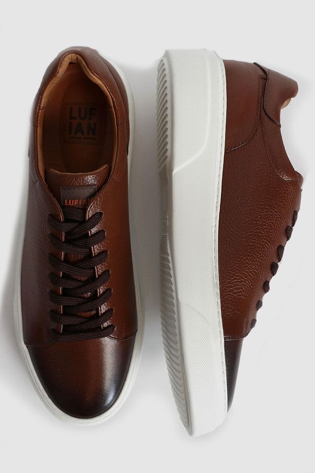 Tommy Erkek Deri Sneaker Ayakkabı Taba - 5