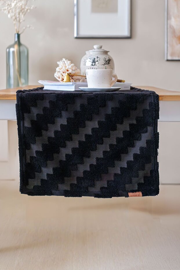 أدوات مائدة وطاولة سوداء متعرجة - قابلة للغسل - 3