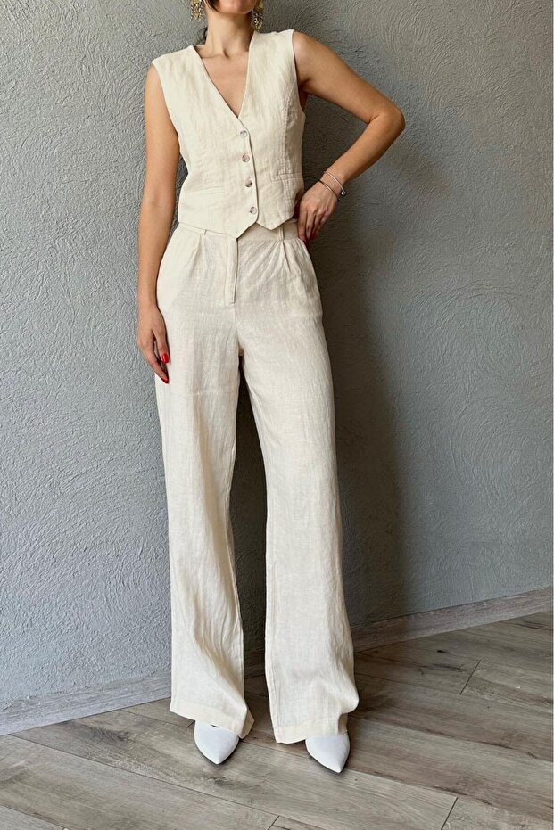 WOMEN'S Linen Vest AND TROUSER SET 7156