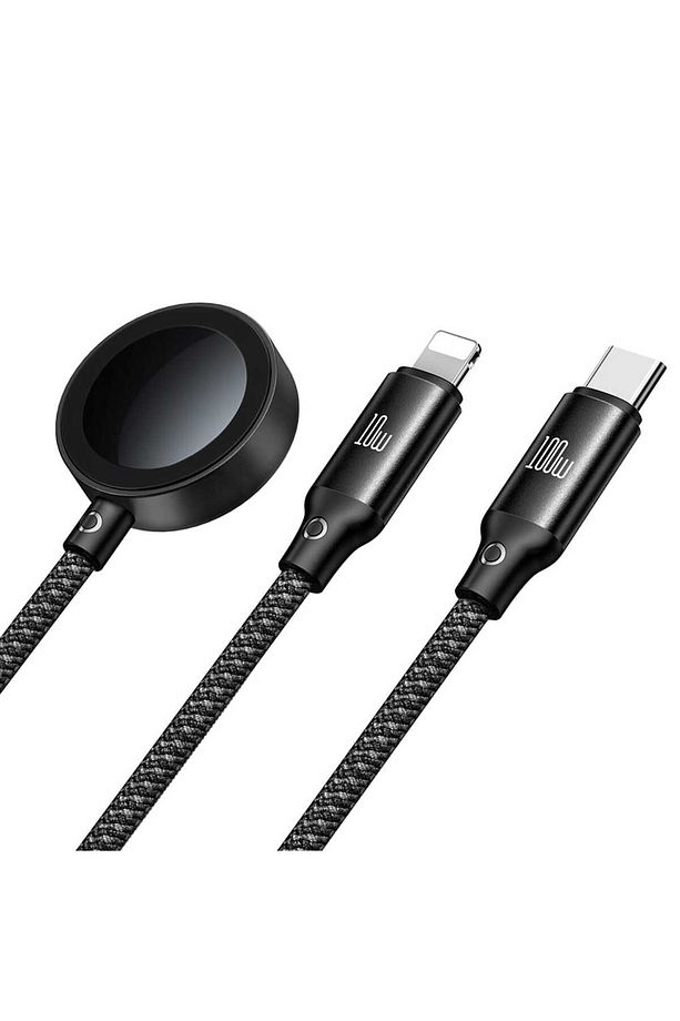 CA-4940 100W 3in1 (Type-C, Lightning Ve Apple Watch) Çoklu Şarj Kablosu - 2