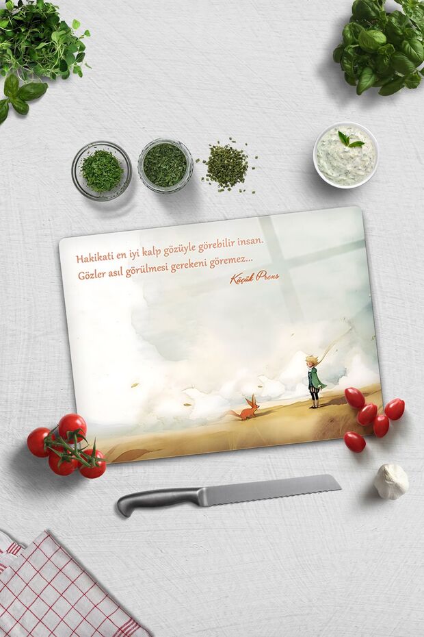 Glass Cutting Board - Glass Cutting Board | The Little Prince - Heart Eye | 30cm X 40cm