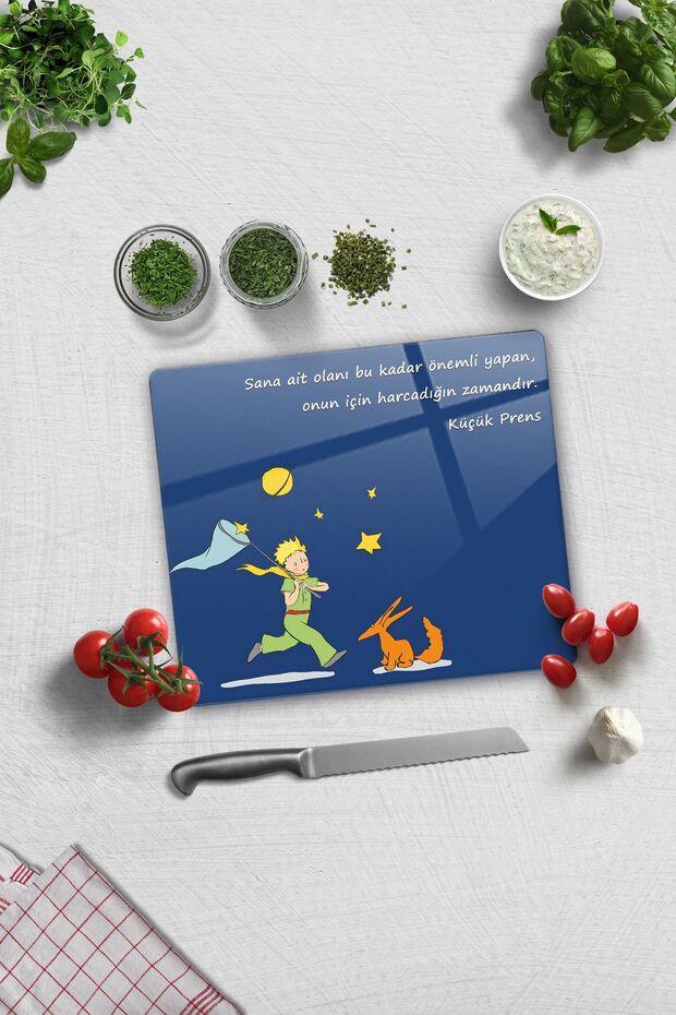 Glass Cutting Board - Glass Cutting Board | The Little Prince - Time | 29cm X 34cm