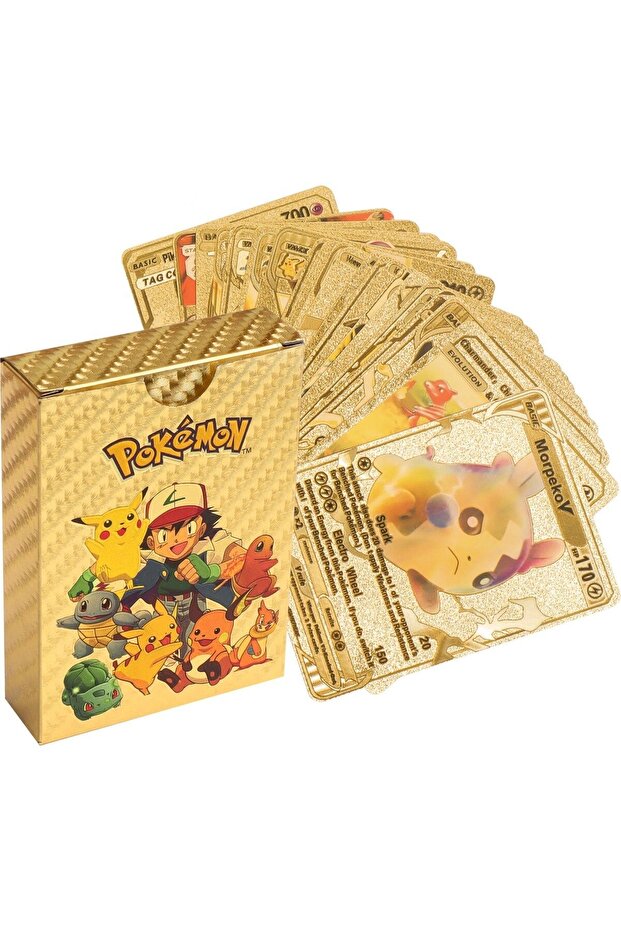 Pokemon Gold Starter Cards - 55 Pack, Gold Leaf, Flexible and Embossed Collection