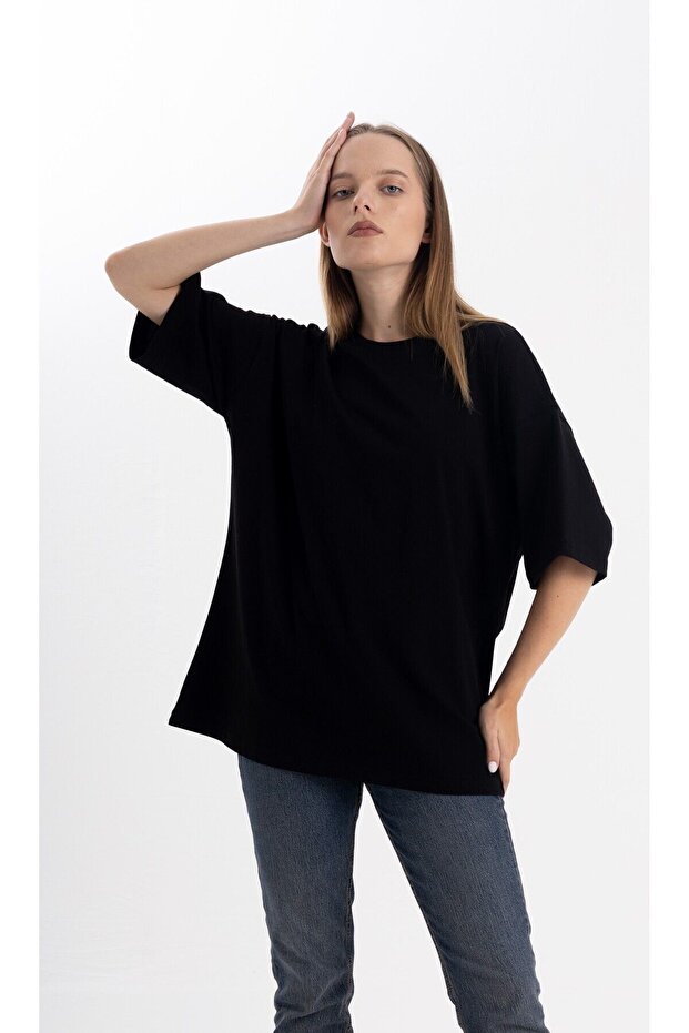 Oversize Tshirt Oversize Siyah - 6