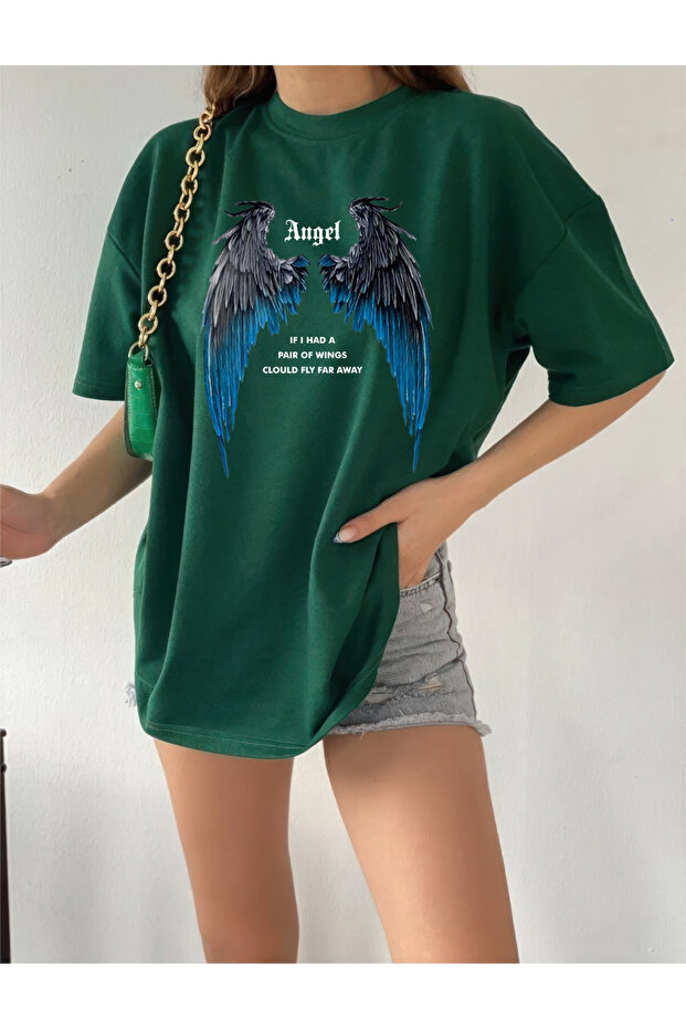 Oversize ANGEL WING Printed T-Shirt