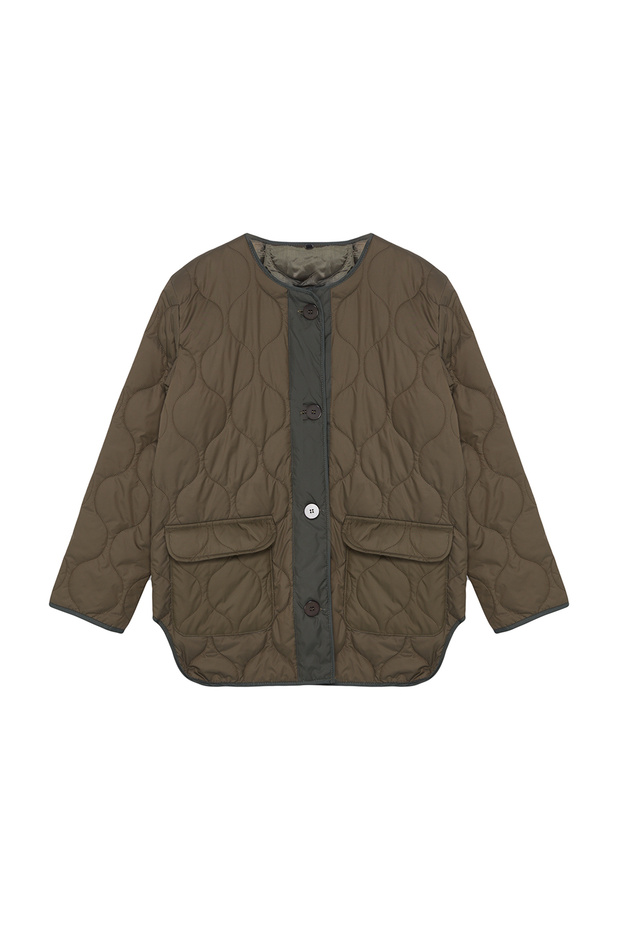 Wodoodporny, pikowany płaszcz w kolorze khaki TWOAW23MO00134 - 17