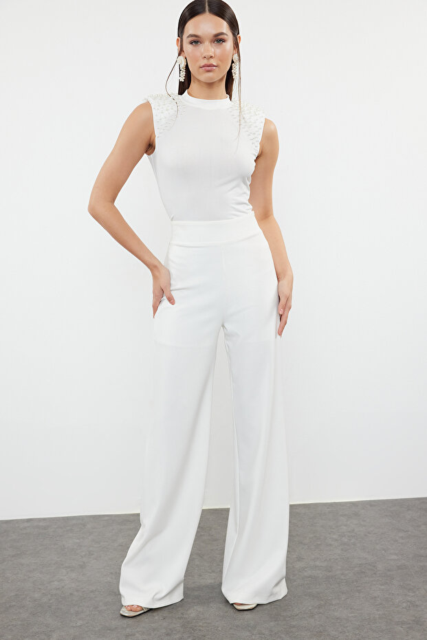 Beyaz İnci Aksesuarlı Örme Body TPRSS24BD00025 - 2