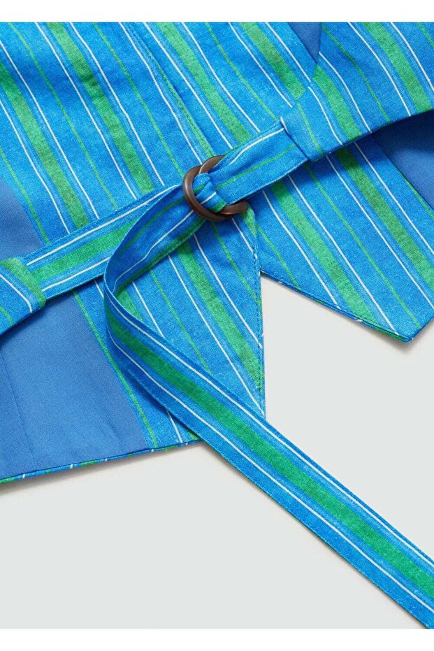 Çizgili keten yelek - 6