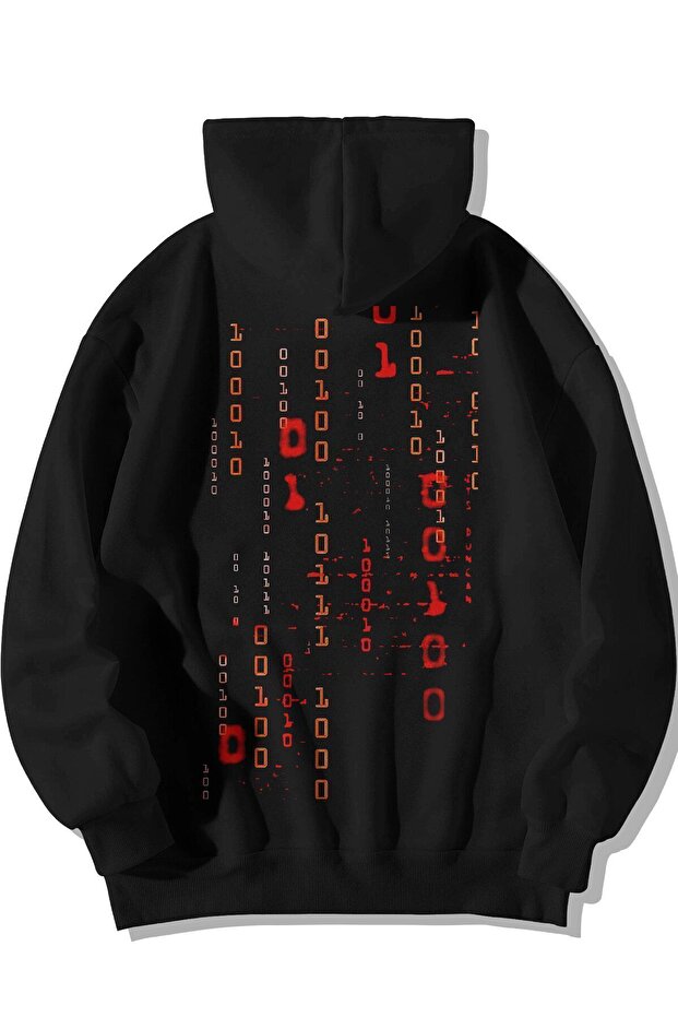 Error Code Software Program Back Printed 100% Cotton Fleece Inside Black Sweatshirt - 1
