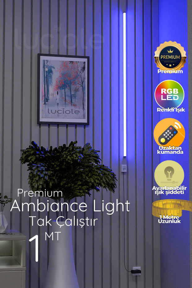 Köşe Led Abajur Aplik Gece Lambası Yatak Üstü Çok Özellikli 16 Renkli 4 Animasyonlu Açık Kırmızı - 4