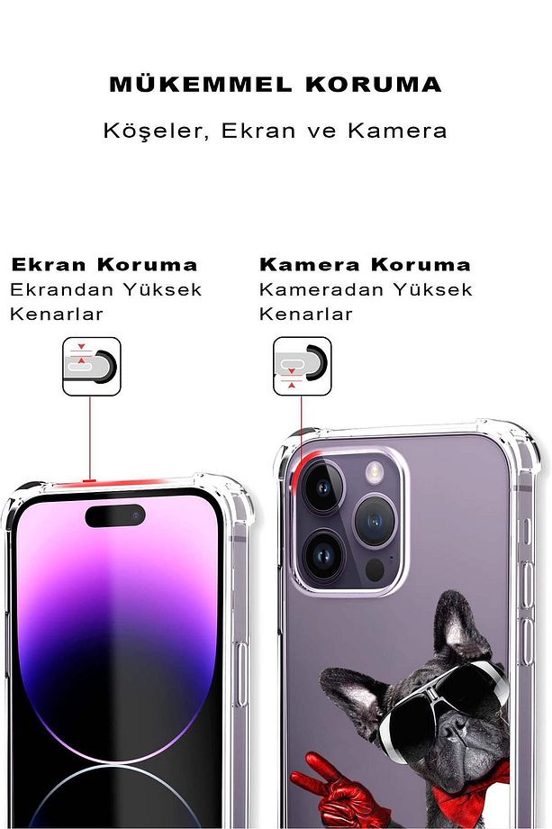 İnfinix Note 11 Uyumlu Köpek 2 Baskılı Şeffaf Köşe Korumalı Antişok Kılıf - 4