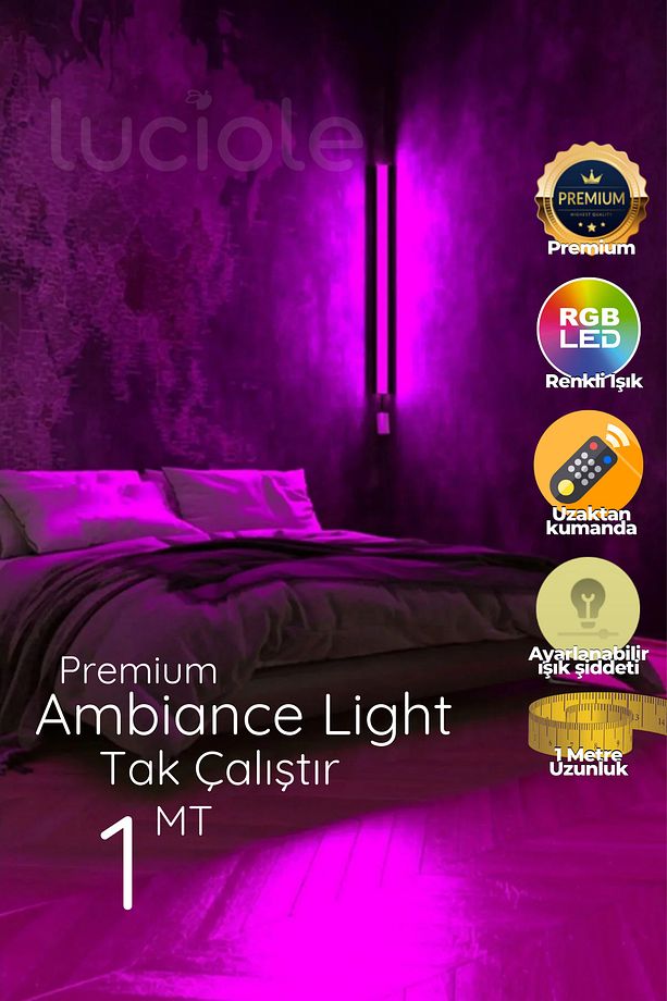 Led Abajur Aplik Gece Lambası Rgb Lambader 16 Renkli Uzaktan Kumandalı Işık 4 Animasyonlu Eliteplus - 3