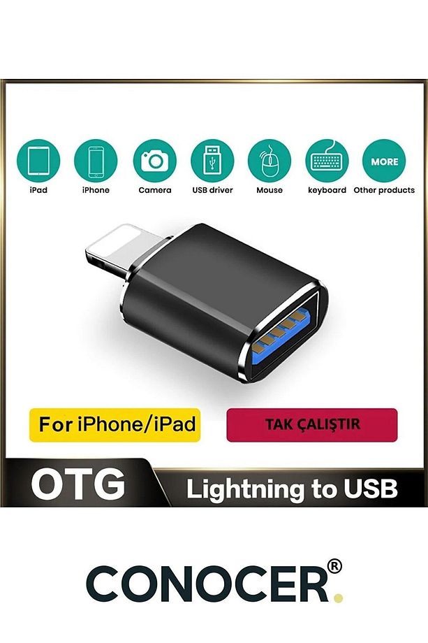Lightning To USB Adapter Iphone Ipad Usb Dönüştürücü Adaptör (Yüksek Kalite) - 3