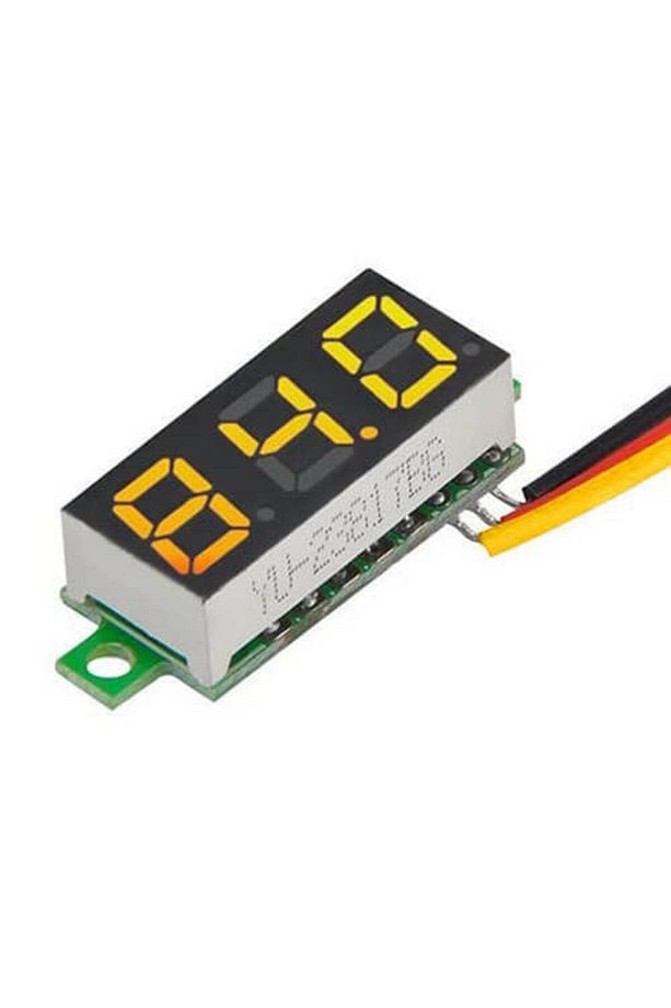 - 0.28'' inch Dc 0-100v Mini Digital Voltmetre 3 Kablolu - Sarı Led - 1