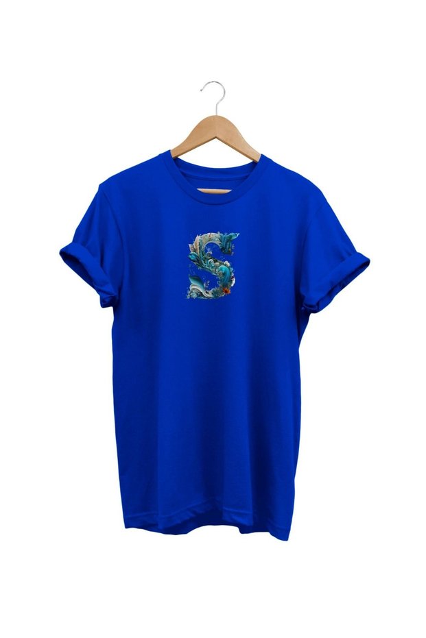 Widi Letter S Printed Gift Blue T-Shirt