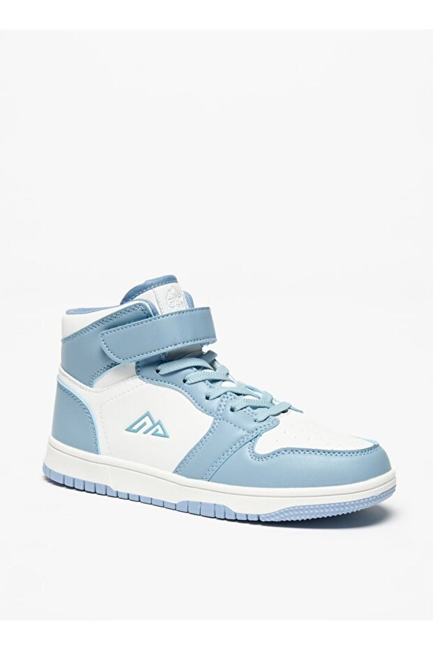 Panelled High-Top Sports Shoes with Hook and Loop Closure