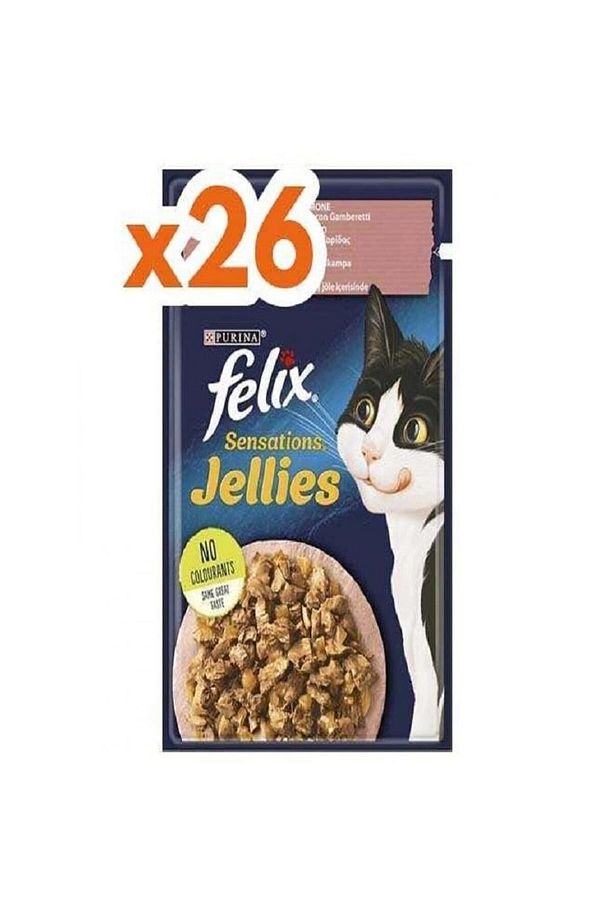 Felix Sensation Somon Ve Karidesli Kedi Yaş Mama 85 gr X 26 Adet - 1