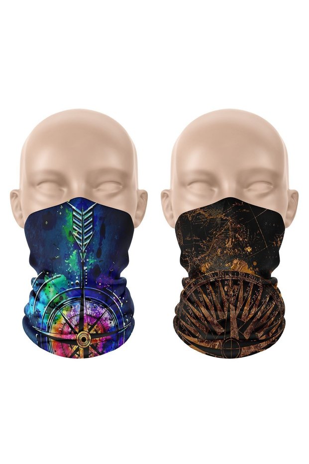 2-Piece Sports Headband, Neck Gaiter, Bandana, Balaclava, Headband, Face Mask Set
