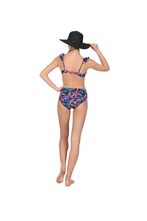 Leaf Patterned Flounce Bikini Set - 5