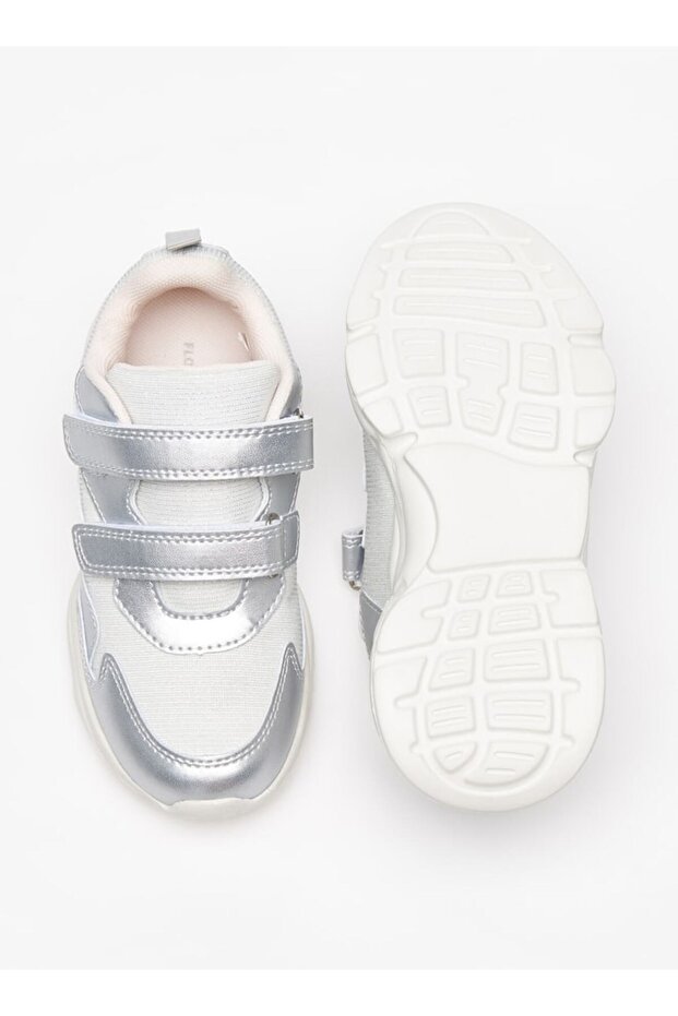 Glitter Detail Sneakers with Hook and Loop Closure - 4