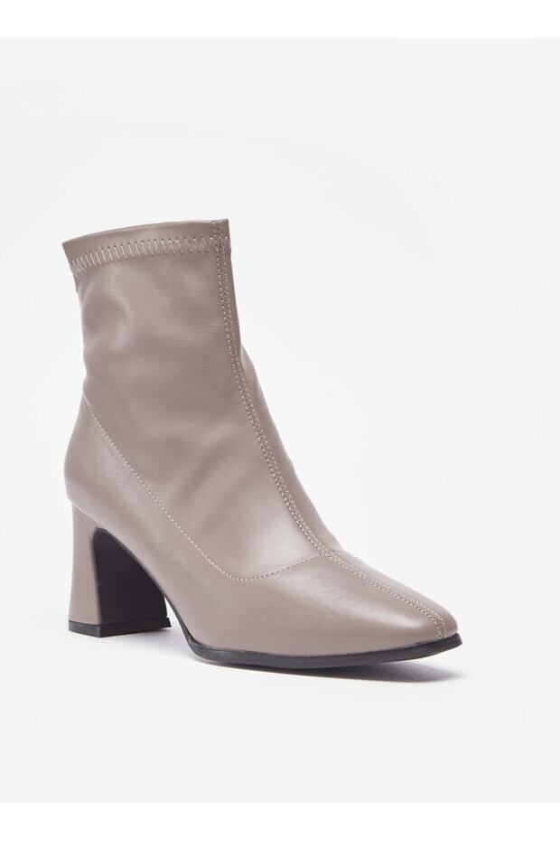 Solid Boots with Zip Closure and Block Heels - 1