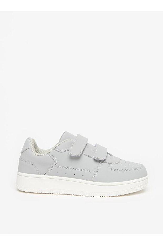 Solid Sneakers with Hook and Loop Closure - 2