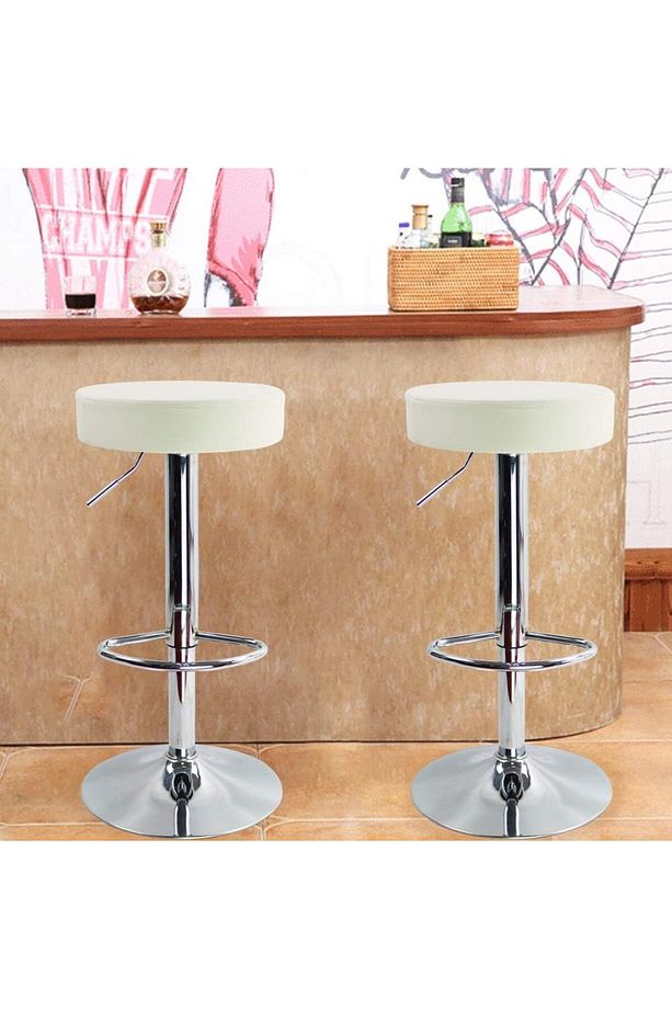 Bar Taburesi Yüksekliği Ayarlanabilir Dönebilen Tabure, PU Deri - 6