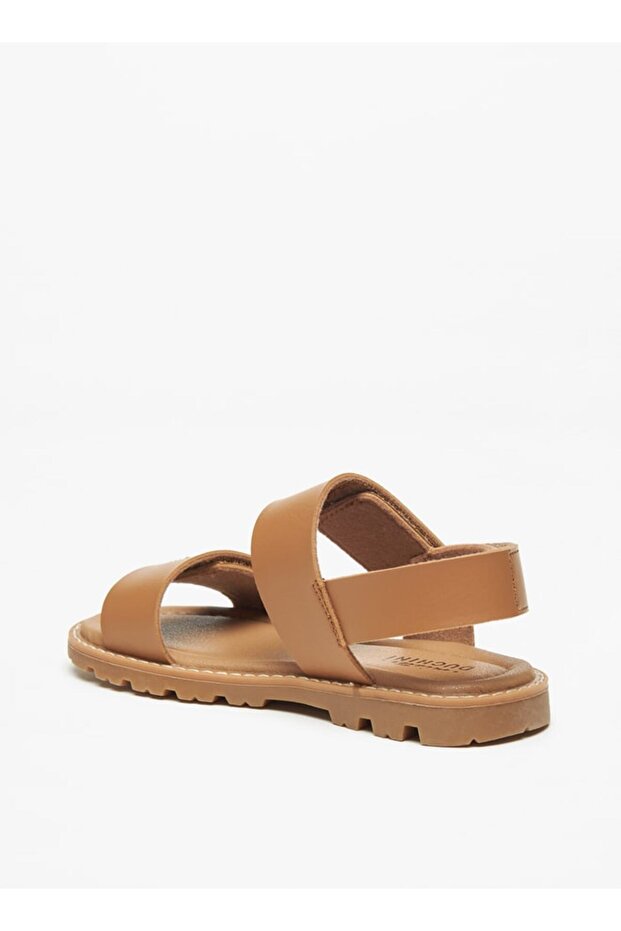 Solid Sandals with Hook and Loop Closure - 2