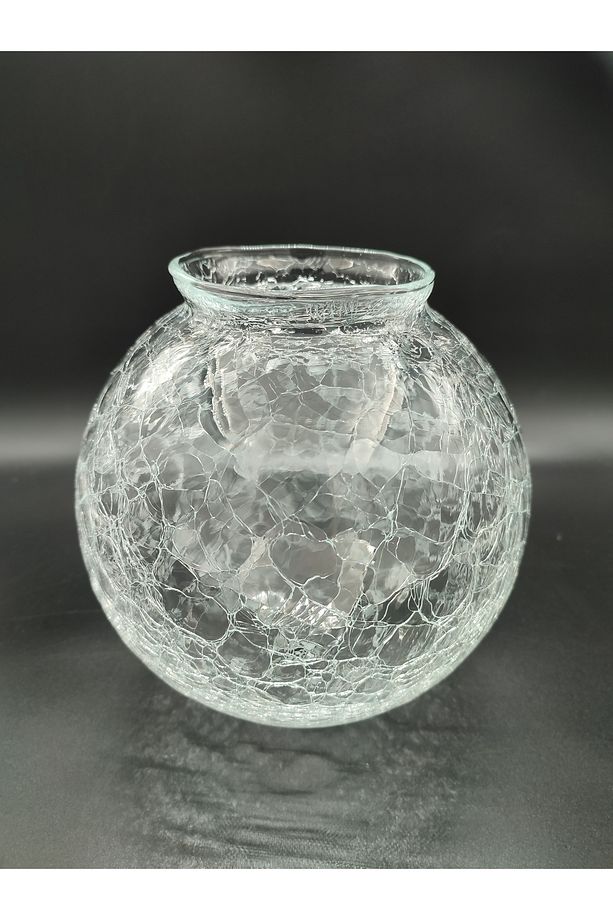 Osmanlı Avize Camı Şeffaf Çatlatılmış Desenli Grifli (ÇAP: 20.00CM- YUVA ÇAPI: 10.00CM) - 2