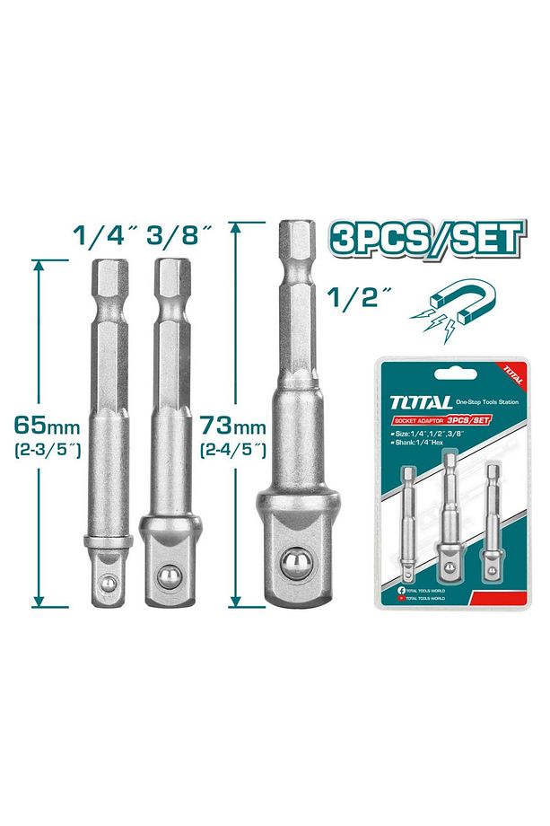 Bits Lokma Adaptör S2 Çeliği 1/4 3/8 1/2 Ölçüleri 3 Adet - 1