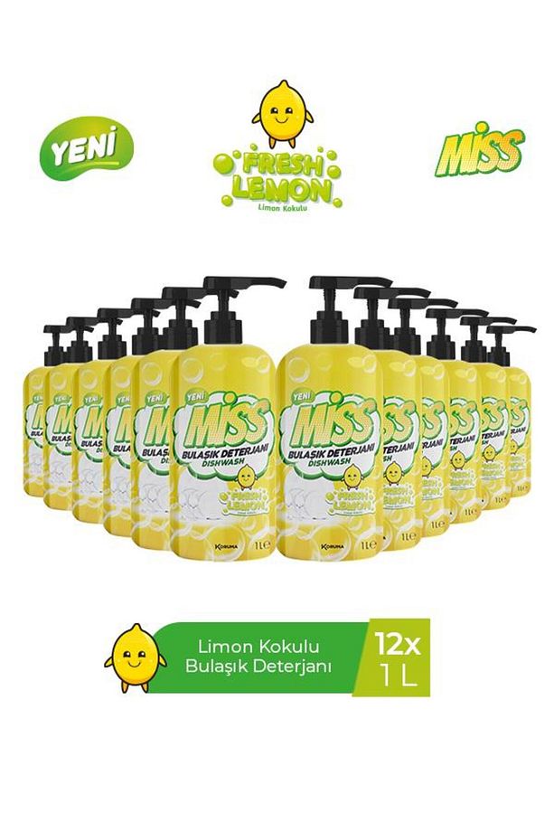 MİSS BULAŞIK DETERJANI LİMON 1 L x 12 ADET - 1