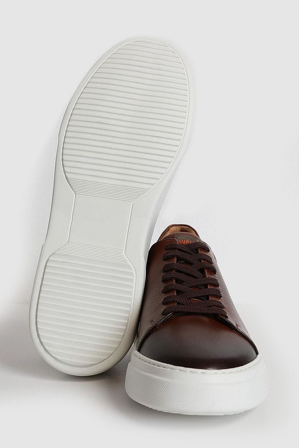 Tommy Erkek Deri Sneaker Ayakkabı Taba - 6