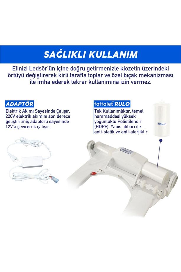 ® Akülü Butonlu (1600) Otomatik Hijyenik Klozet Kapak Sistemi Ve Akülü Rulo (15'Lİ RULO) - 3