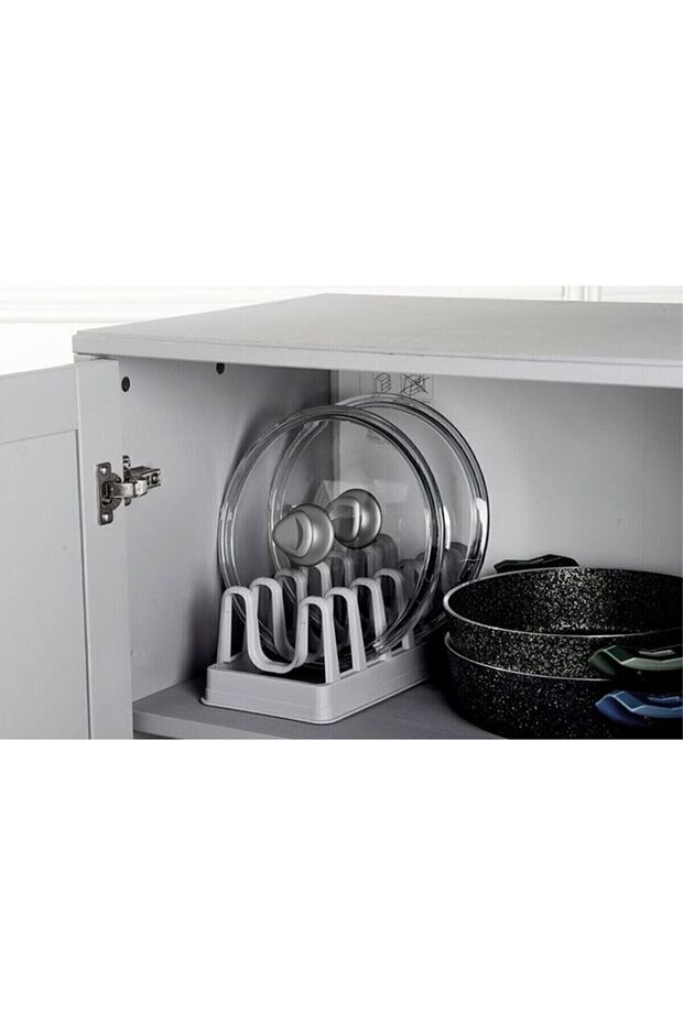 Pot Lid Organizer - 6-Compartment Pot Lid Rack