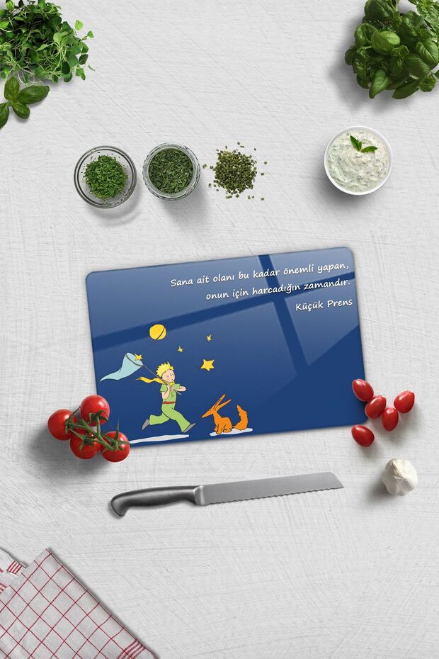 Glass Cutting Board - Glass Cutting Board | The Little Prince - Time | 20cm X 30cm