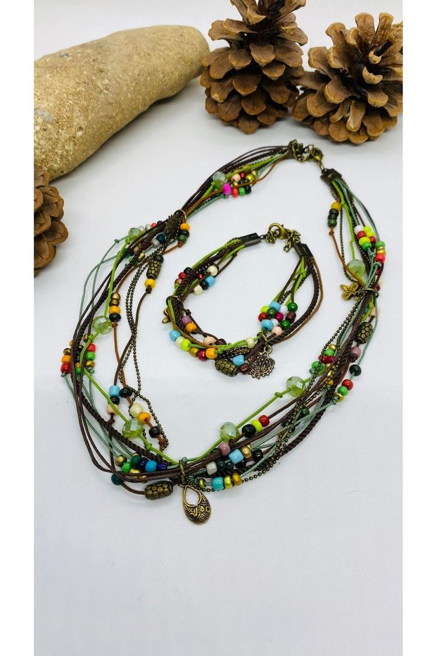 Handmade Design Brass Apparatus Women's Necklace Bracelet Set